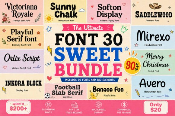 Sweet Mega Bundle: A 30-Font Toolkit for Modern Creators